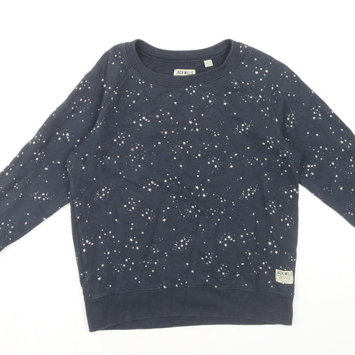 Jack Wills Women's Blue Sweatshirt Size 10 Star Print