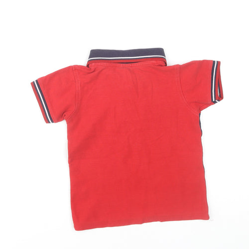 Fred Perry Boys Red Blue Polo Shirt, Colourblock Style, Size 5
