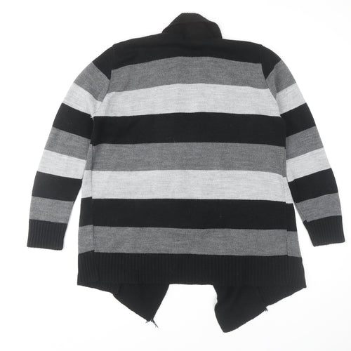 Autonomy Women's Black Open Front Cardigan M Striped Knit