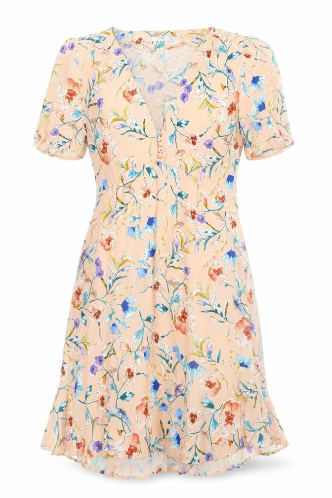 Front view of Mango Women's Multicoloured Floral A-Line Dress, size 10