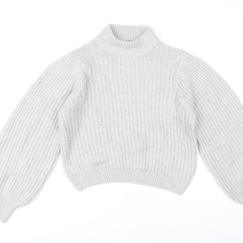 NA-KD Women's Grey Mock Neck Pullover Jumper, 2XS