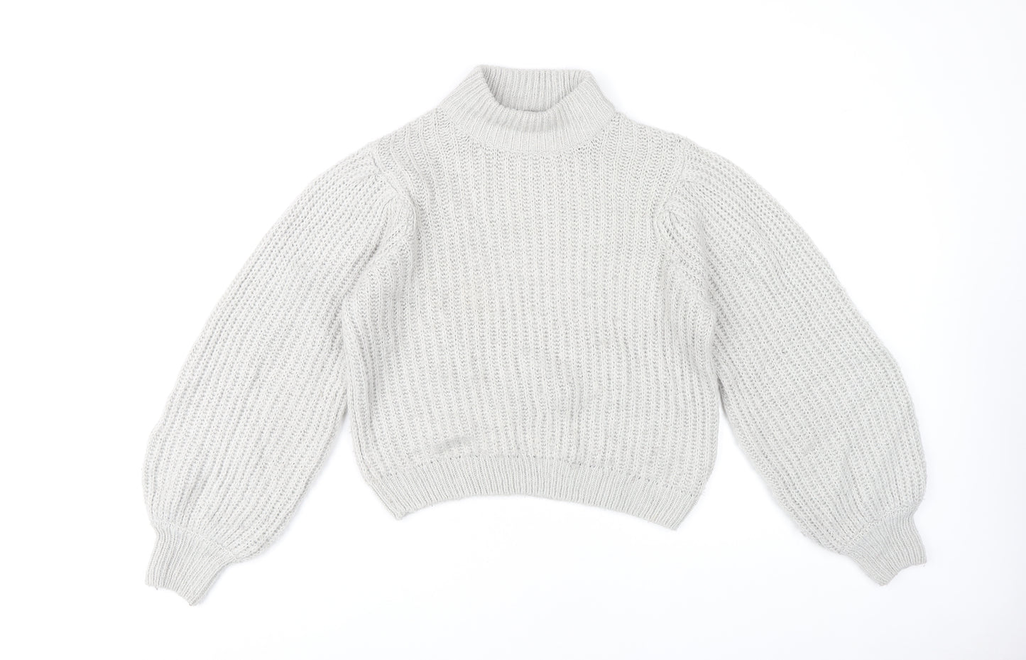 NA-KD Women's Grey Mock Neck Pullover Jumper, 2XS