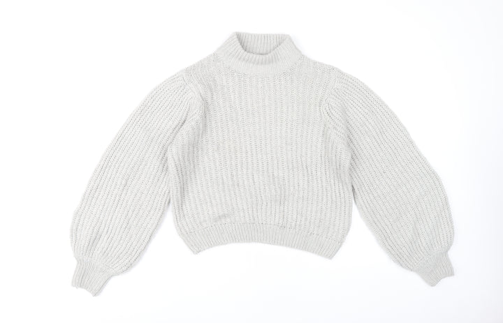 NA-KD Women's Grey Mock Neck Pullover Jumper, 2XS