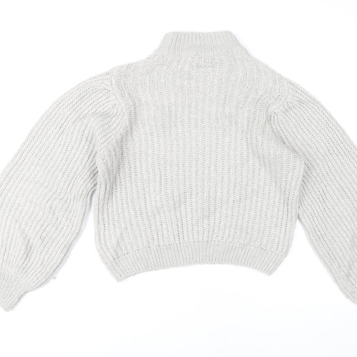 NA-KD Women's Grey Mock Neck Pullover Jumper, 2XS