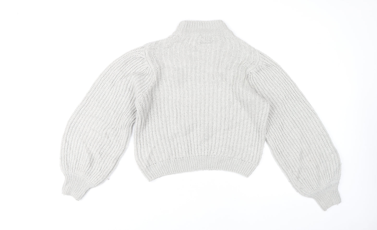 NA-KD Women's Grey Mock Neck Pullover Jumper, 2XS