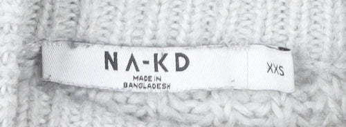 NA-KD Women's Grey Mock Neck Pullover Jumper, 2XS