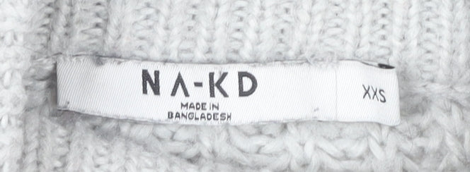 NA-KD Women's Grey Mock Neck Pullover Jumper, 2XS