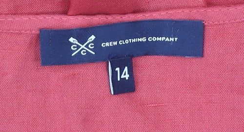 Crew Clothing Red Linen Wrap Dress Size 14 Women