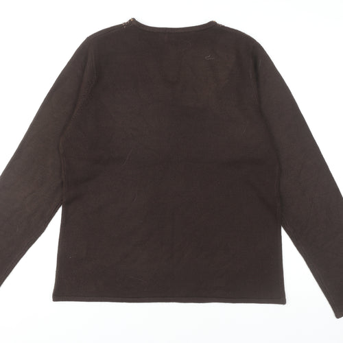 Style by EWM Women's Brown Beaded Jumper, M