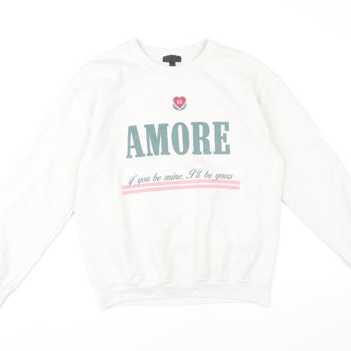 Topshop Women's White Pullover Sweatshirt M
