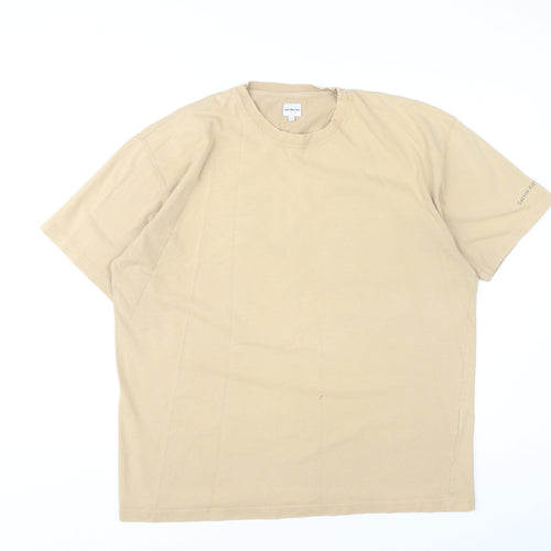 Calvin Klein Mens Beige Cotton Crew Neck T-Shirt M