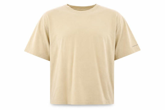 Front view of Calvin Klein men’s beige cotton crew neck t-shirt m