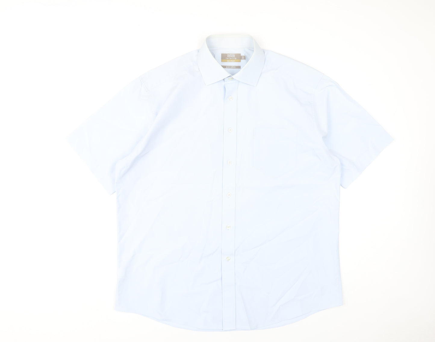 Marks and Spencer Men’s Blue Short Sleeve Dress Shirt