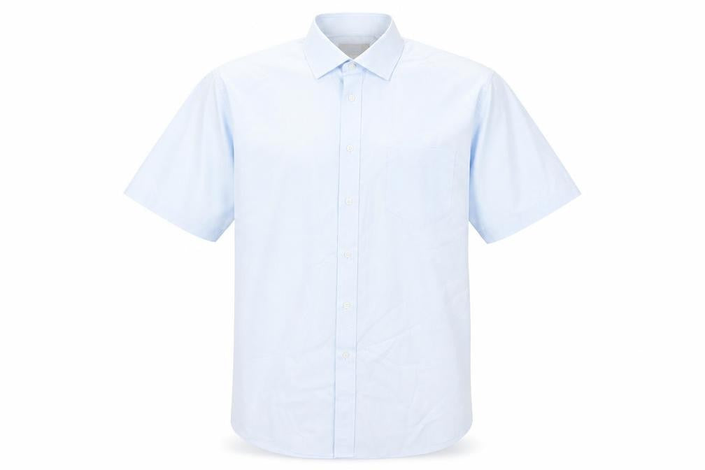 Front view of Marks & Spencer Men’s Blue Short Sleeve Dress Shirt
