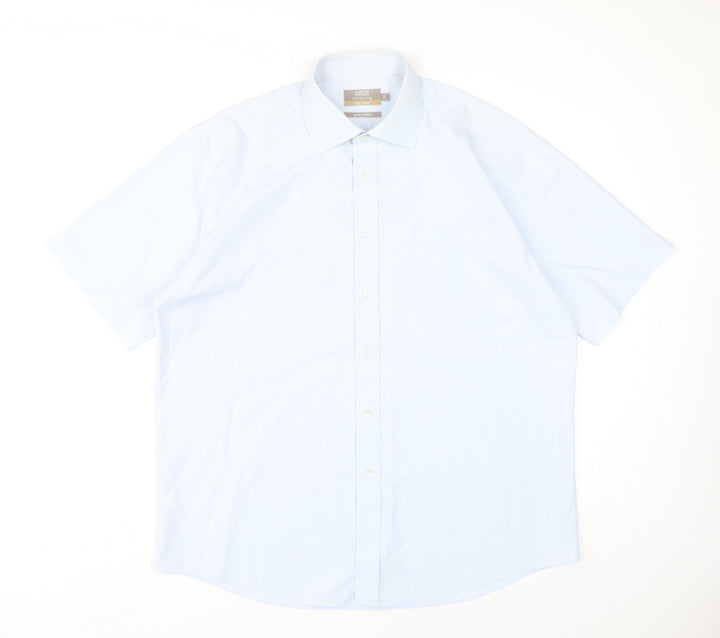 Marks and Spencer Men's Blue Dress Shirt 42 Short Sleeve