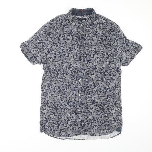 Ted Baker Men's Blue Floral Shirt, M, Button-Up, Cotton