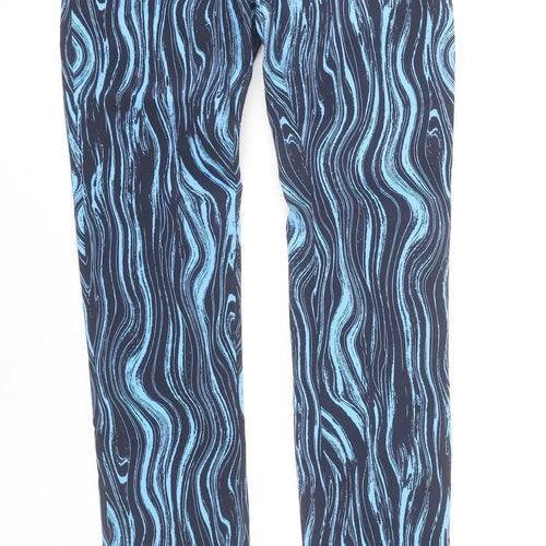Monki Women's Blue Straight Geometric Trousers Size 10