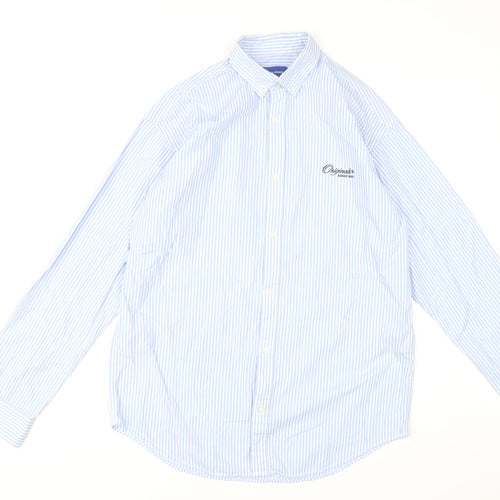 Jack & Jones Men's Blue Striped Button-Up Shirt M