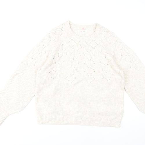 Marks and Spencer Womens Ivory Crew Neck Pullover Size 14