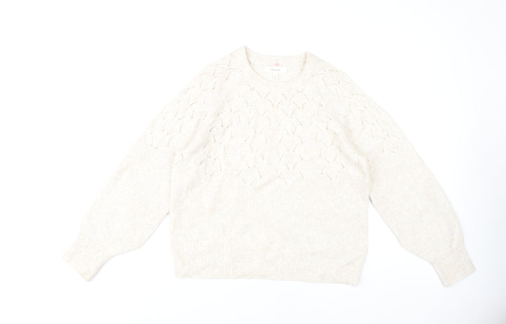 Marks and Spencer Womens Ivory Crew Neck Pullover Size 14