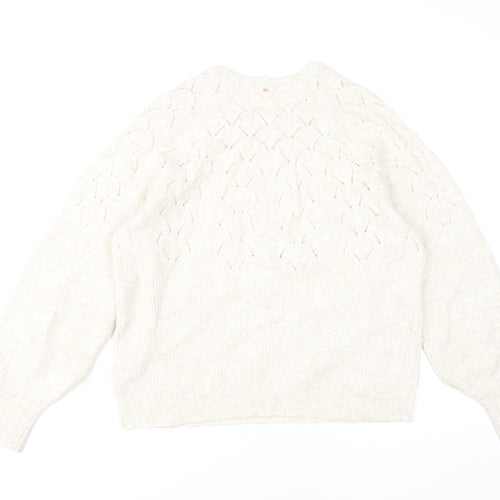 Marks and Spencer Womens Ivory Crew Neck Pullover Size 14