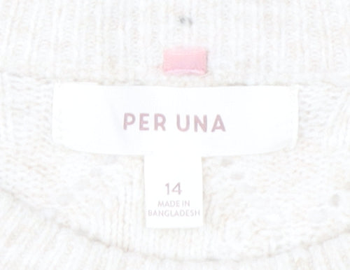 Marks and Spencer Womens Ivory Crew Neck Pullover Size 14