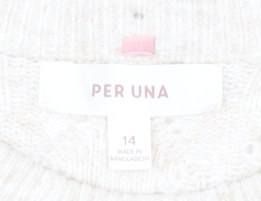 Marks and Spencer Womens Ivory Crew Neck Pullover Size 14