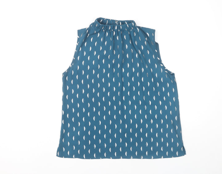 Principles Petite Blue Geometric Blouse, Size 14, Sleeveless