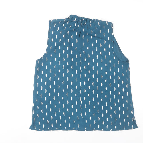 Principles Petite Blue Geometric Blouse, Size 14, Sleeveless