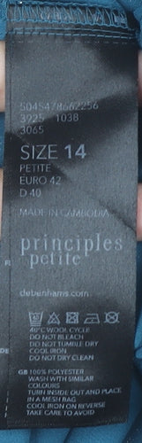 Principles Petite Blue Geometric Blouse, Size 14, Sleeveless
