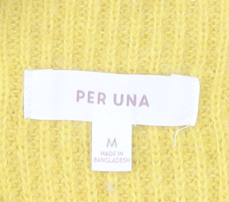 Per Una Women's Yellow Chunky-Knit Pullover Jumper M