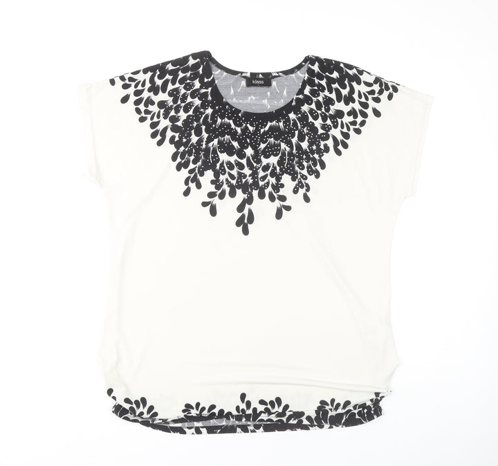 Klass Women's Black & White Floral Top L