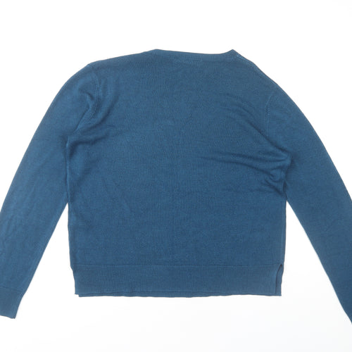 Marks and Spencer Women's Blue Crew Neck Jumper, UK 14