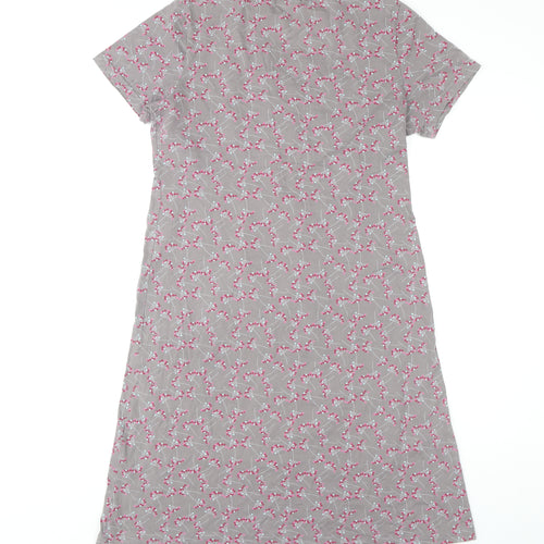 Cotton Traders Women's Grey V-Neck Short Sleeve Dress