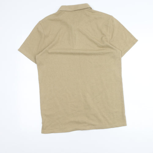 John Parca Men's Beige Polo, Medium, Regular Fit, 1/4 Zip