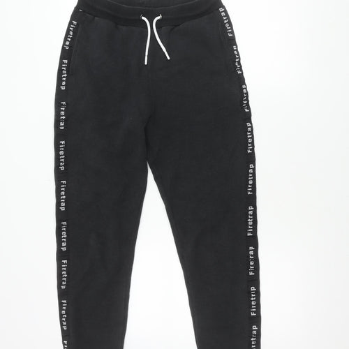 Firetrap Unisex Black Jogger Trousers, Relaxed, Size Regular
