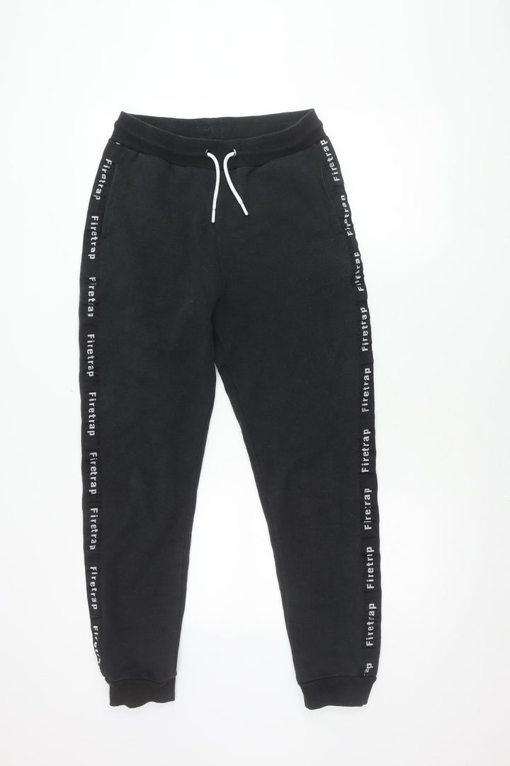 Firetrap Unisex Black Jogger Trousers, Relaxed, Size Regular