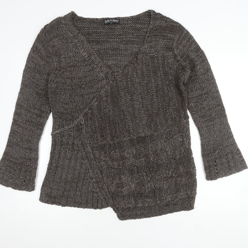 Joella Di Marco Women's Brown Wrap Jumper V-Neck XL