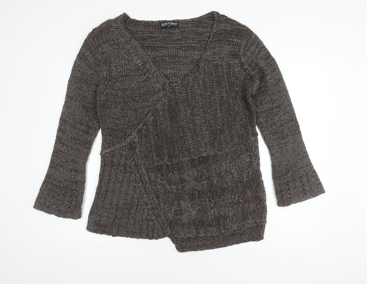 Joella Di Marco Women's Brown Wrap Jumper V-Neck XL