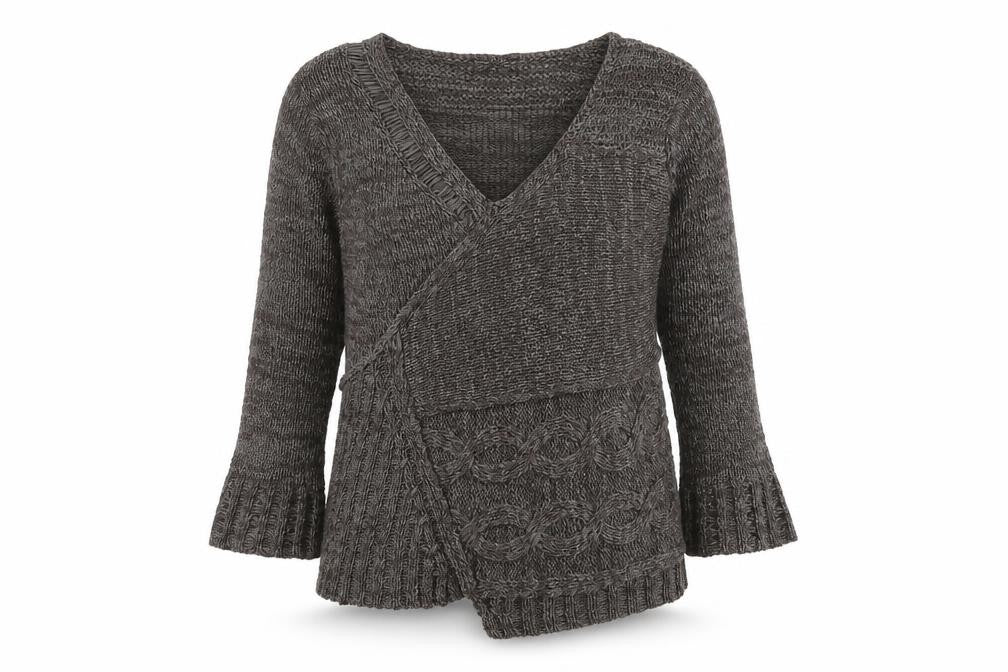 Front view of Joella Di Marco Women's Brown Wrap Jumper V-Neck XL