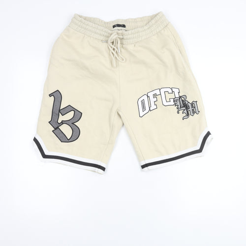 BoohooMAN Men's Beige Sweat Shorts M Drawstring Casual