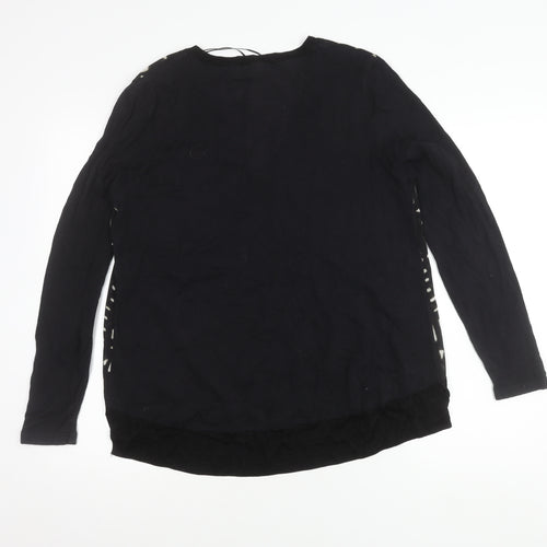 Next Women's Black Geometric V-Neck Top Size 12