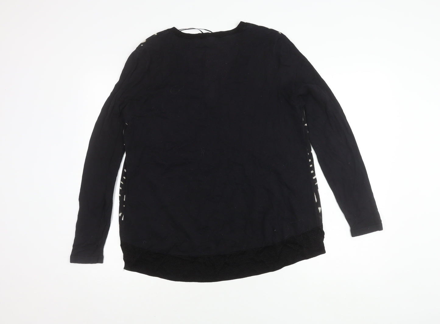 Next Women's Black Geometric V-Neck Top Size 12