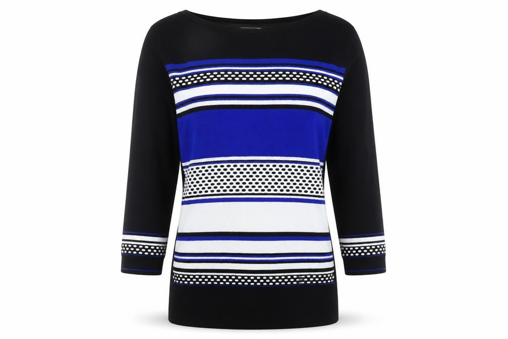 Principles Petite Black Blue Striped Tunic