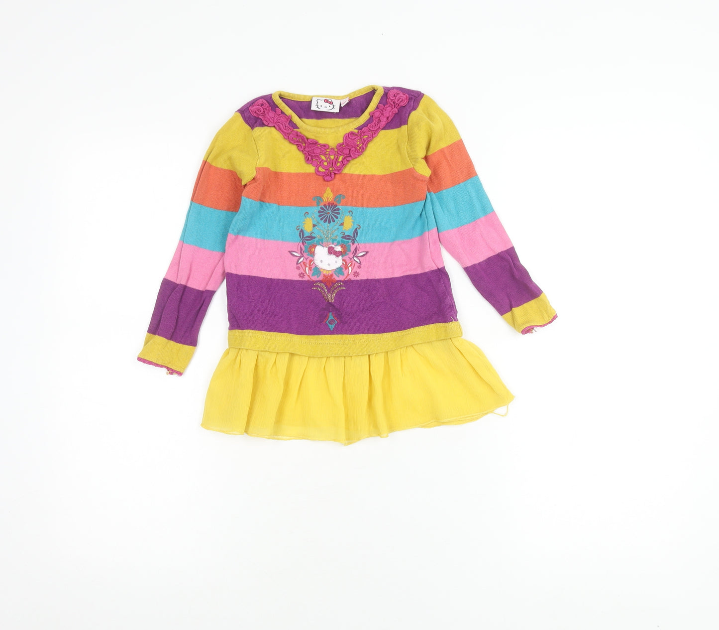 Hello Kitty Girls Multicoloured Dress 3-4 Years with Embroidery