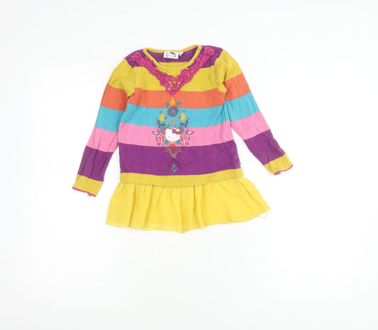 Hello Kitty Girls Multicoloured Dress 3-4 Years with Embroidery