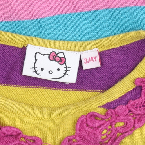 Hello Kitty Girls Multicoloured Dress 3-4 Years with Embroidery