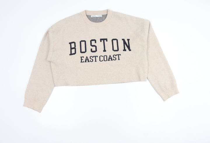 Bershka Women's Beige Pullover Jumper Size 12