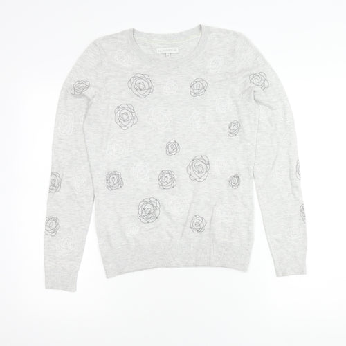 RJR.John Rocha Women's Grey Floral Pullover Jumper Size 8