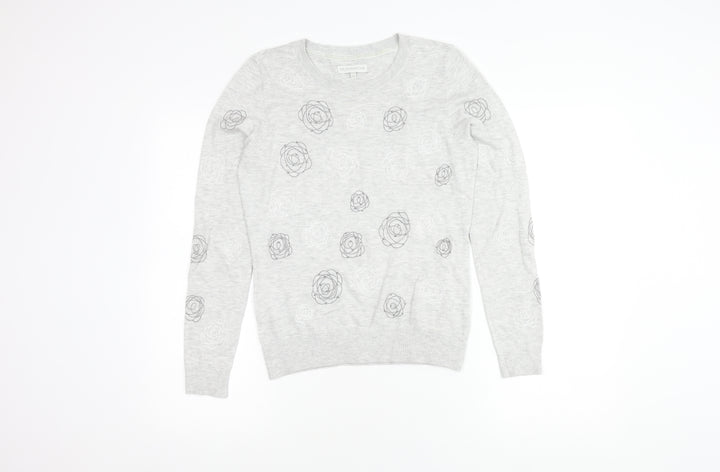 RJR.John Rocha Women's Grey Floral Pullover Jumper Size 8